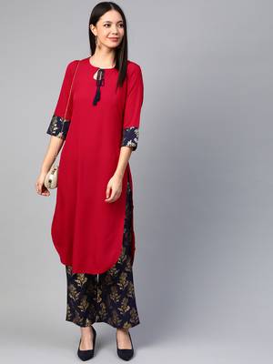 Pink printed crepe kurtas-and-kurtis 4