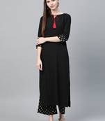 Black printed crepe kurtas-and-kurtis