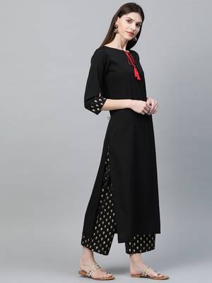 Black printed crepe kurtas-and-kurtis 3