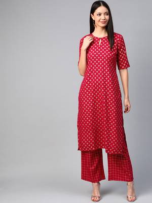 Pink printed crepe kurtas-and-kurtis 1