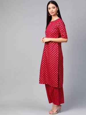 Pink printed crepe kurtas-and-kurtis 4