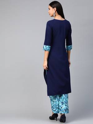 Navy-blue printed crepe kurtas-and-kurtis 2