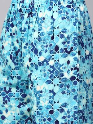 Navy-blue printed crepe kurtas-and-kurtis 5