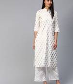 White printed crepe kurtas-and-kurtis