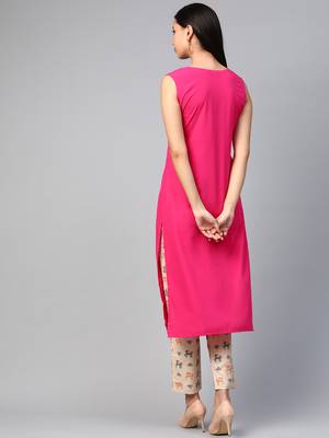 Pink printed crepe kurtas-and-kurtis 2