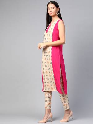 Pink printed crepe kurtas-and-kurtis 3