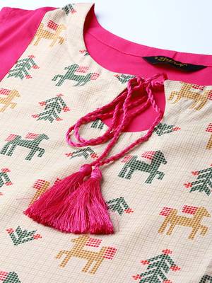 Pink printed crepe kurtas-and-kurtis 4