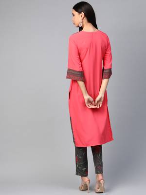 Coral printed crepe kurtas-and-kurtis 2