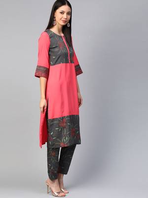 Coral printed crepe kurtas-and-kurtis 3