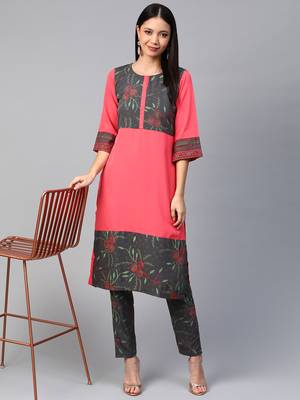 Coral printed crepe kurtas-and-kurtis 4