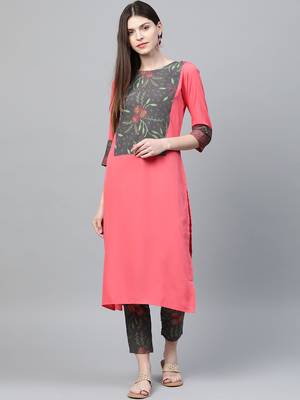 Coral printed crepe kurtas-and-kurtis 1