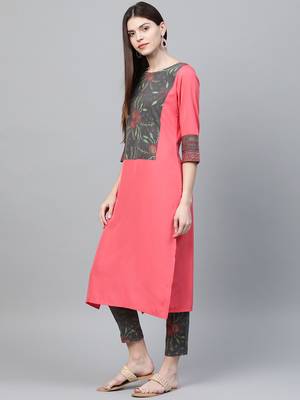Coral printed crepe kurtas-and-kurtis 3