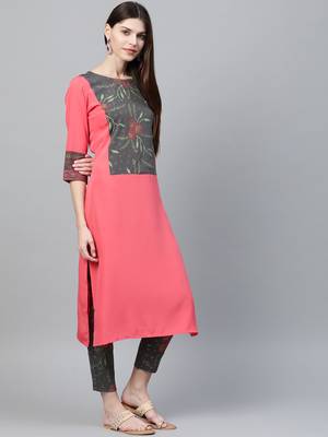 Coral printed crepe kurtas-and-kurtis 4