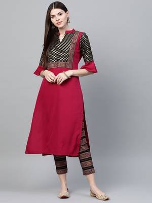 Pink printed crepe kurtas-and-kurtis 1