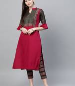 Pink printed crepe kurtas-and-kurtis