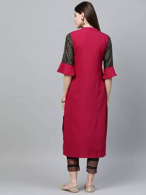 Pink printed crepe kurtas-and-kurtis 2