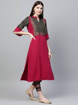 Pink printed crepe kurtas-and-kurtis 3