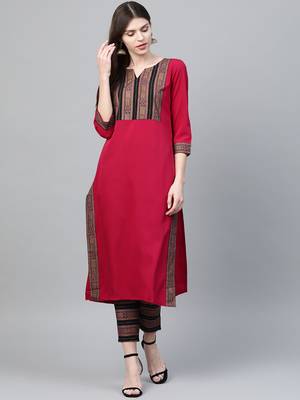 Pink printed crepe kurtas-and-kurtis 1