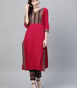 Pink printed crepe kurtas-and-kurtis