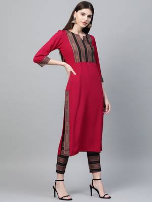 Pink printed crepe kurtas-and-kurtis 3