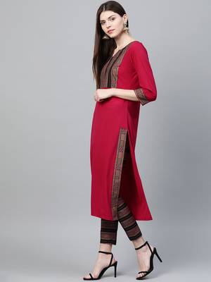Pink printed crepe kurtas-and-kurtis 4