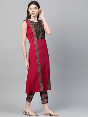 Pink printed crepe kurtas-and-kurtis 3