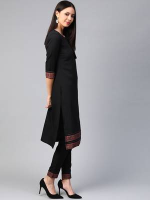 Black printed crepe kurtas-and-kurtis 4