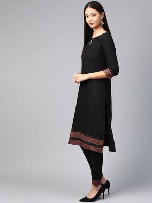 Black printed crepe kurtas-and-kurtis 5