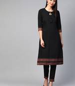 Black printed crepe kurtas-and-kurtis