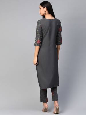 Grey printed crepe kurtas-and-kurtis 2