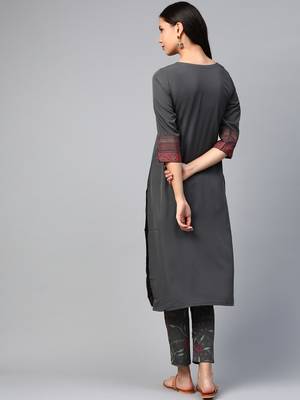 Grey printed crepe kurtas-and-kurtis 2