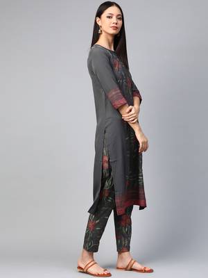 Grey printed crepe kurtas-and-kurtis 4