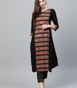 Black printed crepe kurtas-and-kurtis