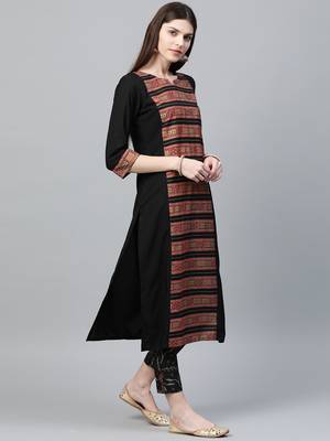 Black printed crepe kurtas-and-kurtis 4