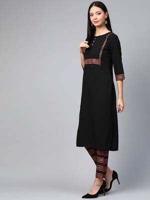 Black printed crepe kurtas-and-kurtis 4