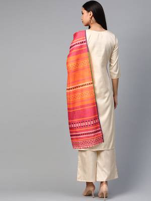Cream printed art silk kurtas-and-kurtis 2
