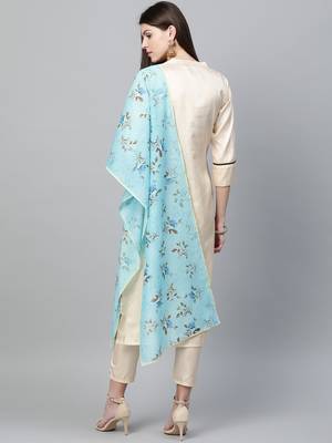 Cream printed art silk kurtas-and-kurtis 2
