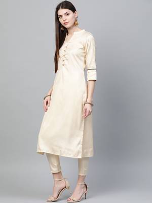 Cream printed art silk kurtas-and-kurtis 3