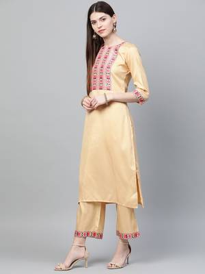 Cream printed art silk kurtas-and-kurtis 3