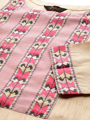 Cream printed art silk kurtas-and-kurtis 4
