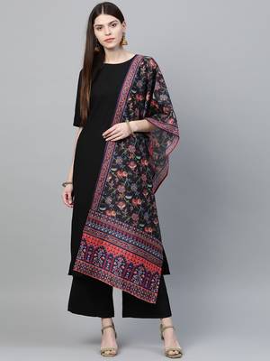 Black printed rayon kurtas-and-kurtis 1