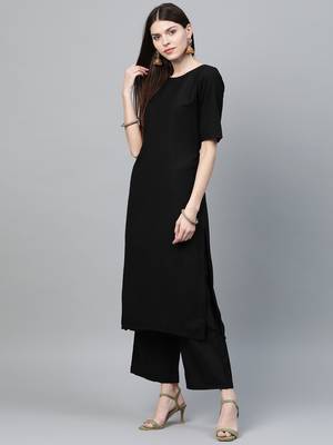 Black printed rayon kurtas-and-kurtis 3