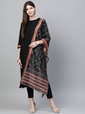 Black printed rayon kurtas-and-kurtis 1
