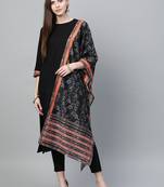 Black printed rayon kurtas-and-kurtis