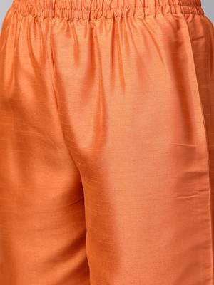 Orange printed art silk kurtas-and-kurtis 5