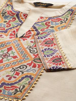 Cream printed art silk kurtas-and-kurtis 4