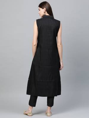 Black printed art silk kurtas-and-kurtis 2
