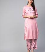 Pink printed art silk kurtas-and-kurtis