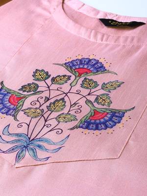 Pink printed art silk kurtas-and-kurtis 4