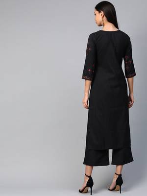 Black printed art silk kurtas-and-kurtis 2
